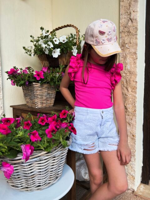 Ripped Jean Shorts Με Στρας – Άσπρο