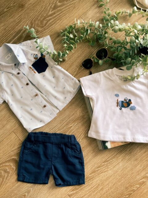 Βρεφικό Set με T-shirt, Βερμούδα & Πουκάμισο
