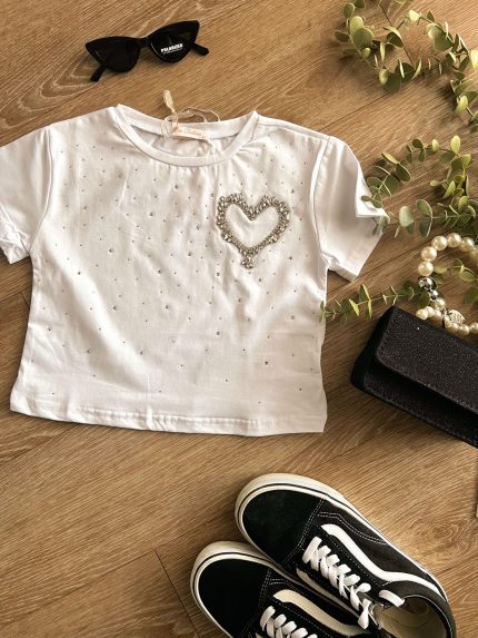 Heart T-shirt Λευκό