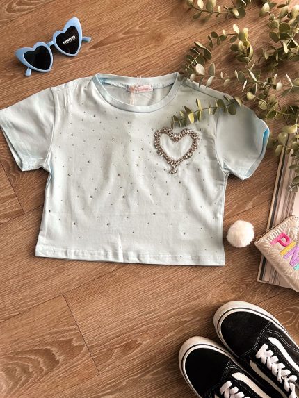 Heart T-shirt Γαλάζιο