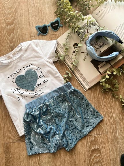 Blue sequin set
