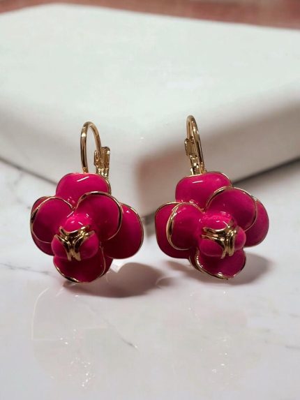 Pink flowers σκουλαρίκια
