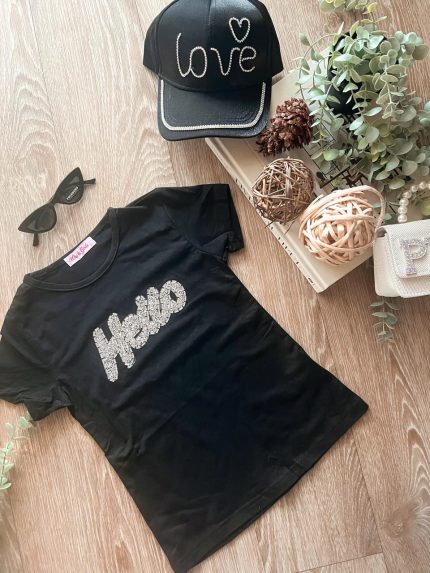 Hello T-shirt μαύρο
