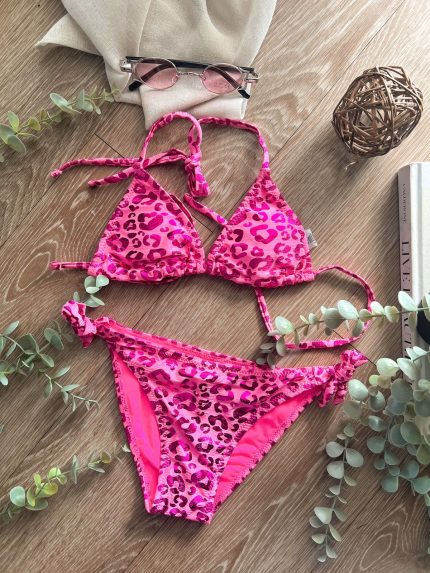 Pink animal print bikini