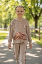Velvet Sparkle Set μπεζ – 3 Τεμάχια παιδικό σετ ΦΟΡΜΕΣ Βελουτε