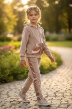 Velvet Sparkle Set μπεζ – 3 Τεμάχια παιδικό σετ ΦΟΡΜΕΣ Βελουτε - Image 2