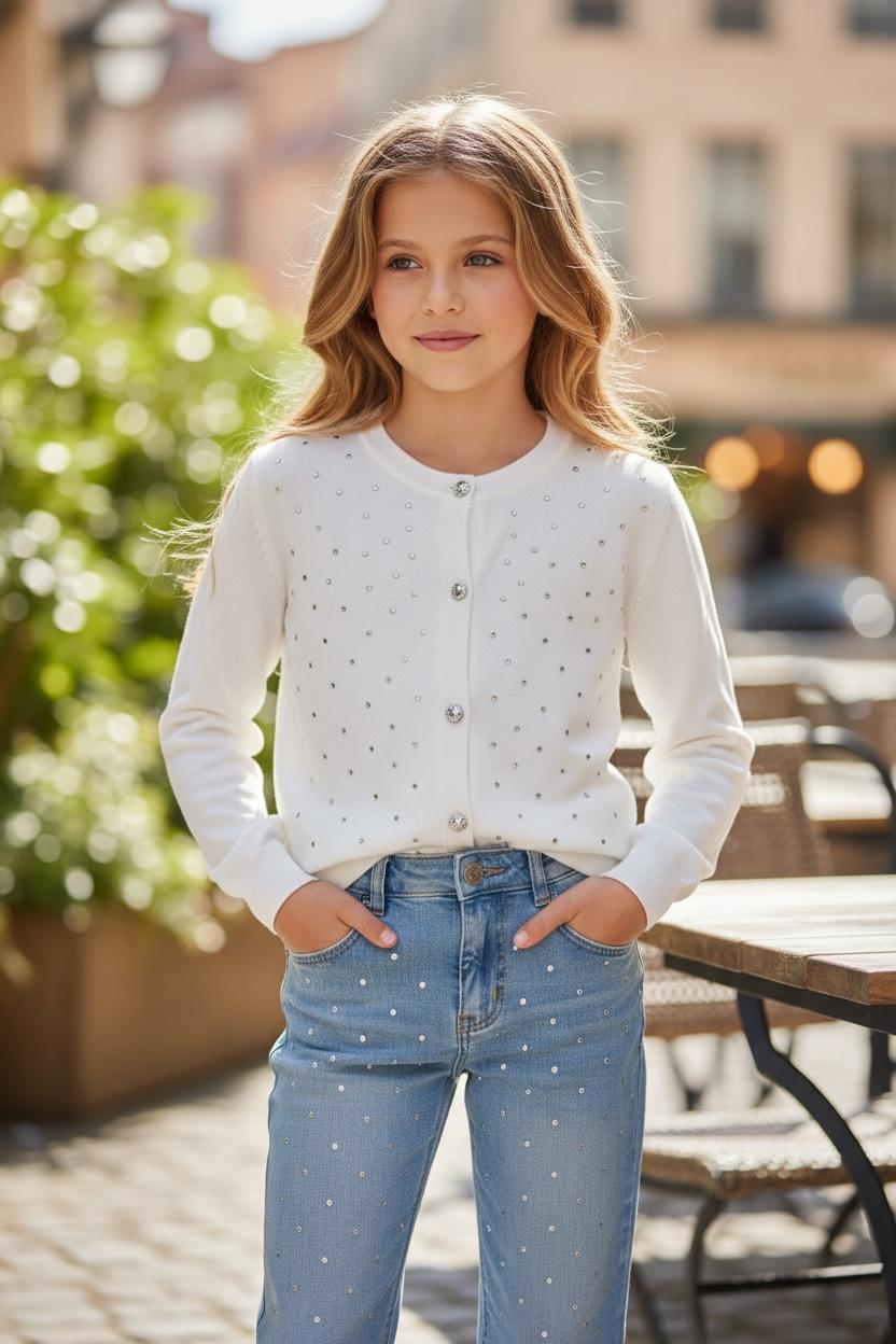 Αρχείο εικόνας WhatsApp 2025-11-27 στις 15.50.20_33df78ba Sophie Sparkle Cardigan - λευκό Παιδική ζακέτα με κουμπιά & στρας - Image 1