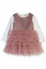 Gala Sparkle Dress Set – Ροζ Φόρεμα με Τούλι & Δερματίνη jacket - Image 3