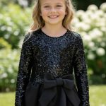 Elena Black Sparkle Dress – Φόρεμα με παγιέτα και φιόγκο