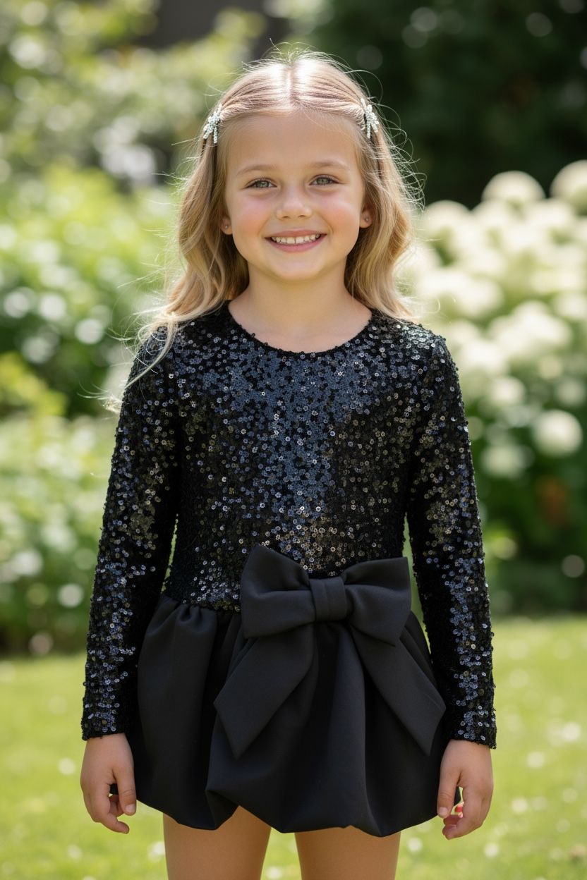 IMG-20251102-WA0046 Elena Black Sparkle Dress – Φόρεμα με παγιέτα και φιόγκο - Image 1