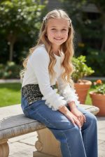 Mila” White Velvet Blouse - Βελούδινη μπλούζα με τούλι - Image 3