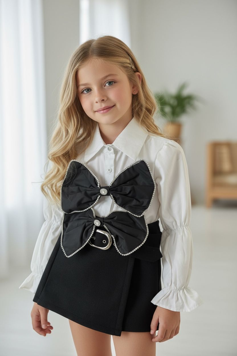 IMG-20251107-WA0043 Mini Chic σορτσάκι/φούστα με ζωνη με ζώνη - Μαύρο - Image 1