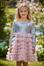Elsa Sparkle Tulle Dress ροζ -  Φόρεμα με παγιέτες και τούλι