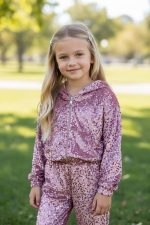Sparkle Dreams Velvet Set – Ροζ Παιδικό σετ φόρμας με παγιέτες - Image 3