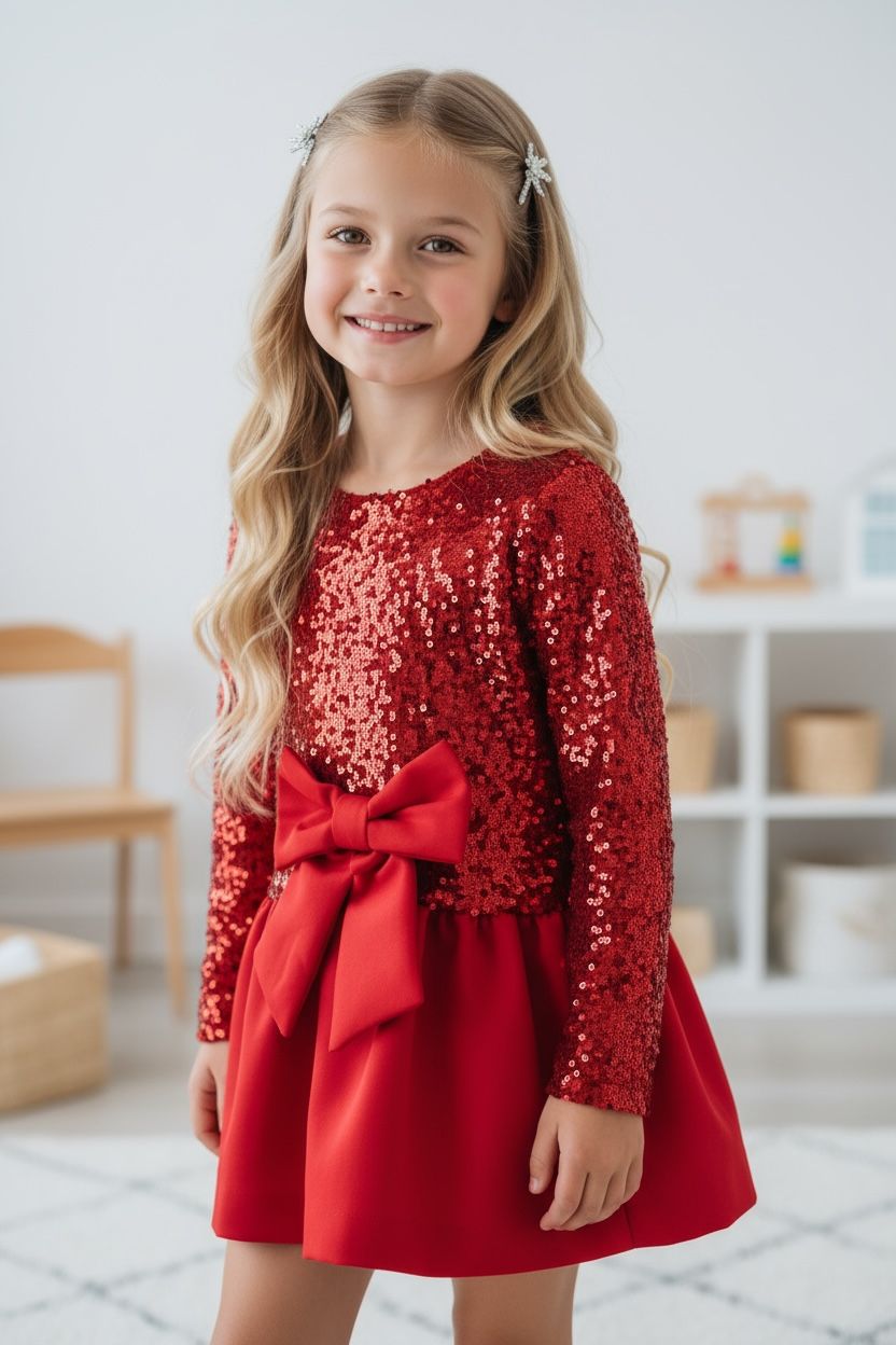 IMG-20251116-WA0029 Elena Black Sparkle Dress Κόκκινο– Φόρεμα με παγιέτα και φιόγκο - Image 1