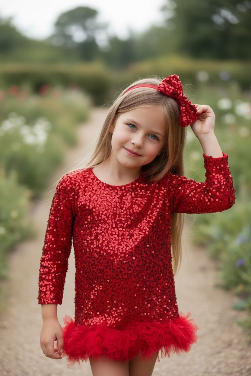 IMG-20251205-WA0003 Red Sequins Dress “Scarlett” με Ασορτί Κορδέλα - Image 1
