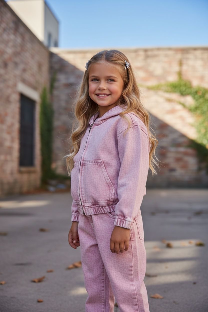 55f46206-e29b-4c6f-8e94-b418bce3e319 MIA Pink Denim Set - Ροζ Denim Σετ - Image 1
