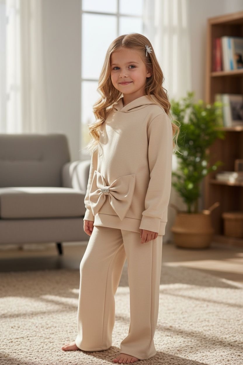 7bbdcf27-a489-46ee-9be8-a813e084f05d ELLA Cream Bow Set - Μπεζ Σετ με Φιόγκο – Φούτερ & Παντελόνα - Image 1