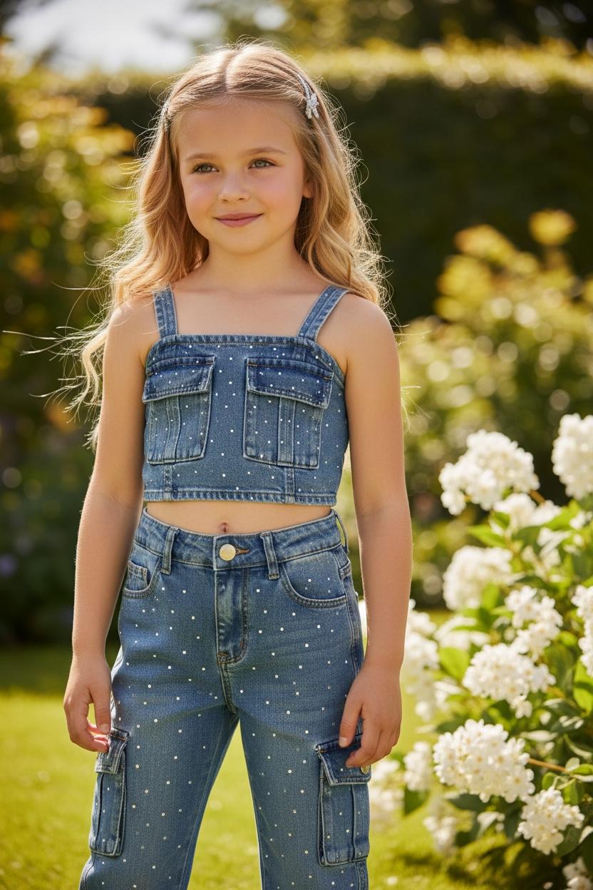 WhatsApp Image 2026-03-11 at 15.38.35 (1) Nova Denim set - Jean Σετ με Crop Top & Cargo Παντελόνι με Strass - Image 1