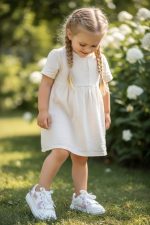 Λευκά Παιδικά Sneakers με Ροζ Πεταλούδες - Image 3