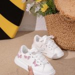 Λευκά Παιδικά Sneakers με Ροζ Πεταλούδες