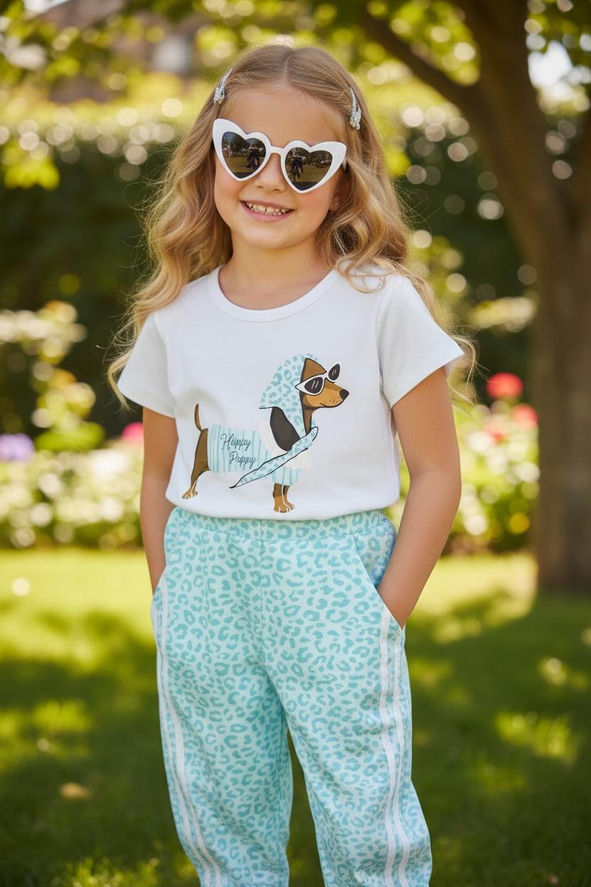 WhatsApp Image 2026-04-03 at 13.00.42 (3) Puppy Mint Leopard Set - Παιδικό σετ με leopard παντελόνι και μπλούζα με τύπωμα σκυλάκι - Image 1
