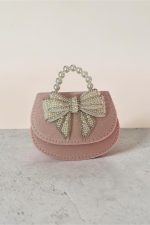Pink Pearl Bow Mini Bag - Παιδικό Τσαντάκι με Πέρλες & Φιόγκο – Pearl Mini Bag με Χρυσή Αλυσίδα