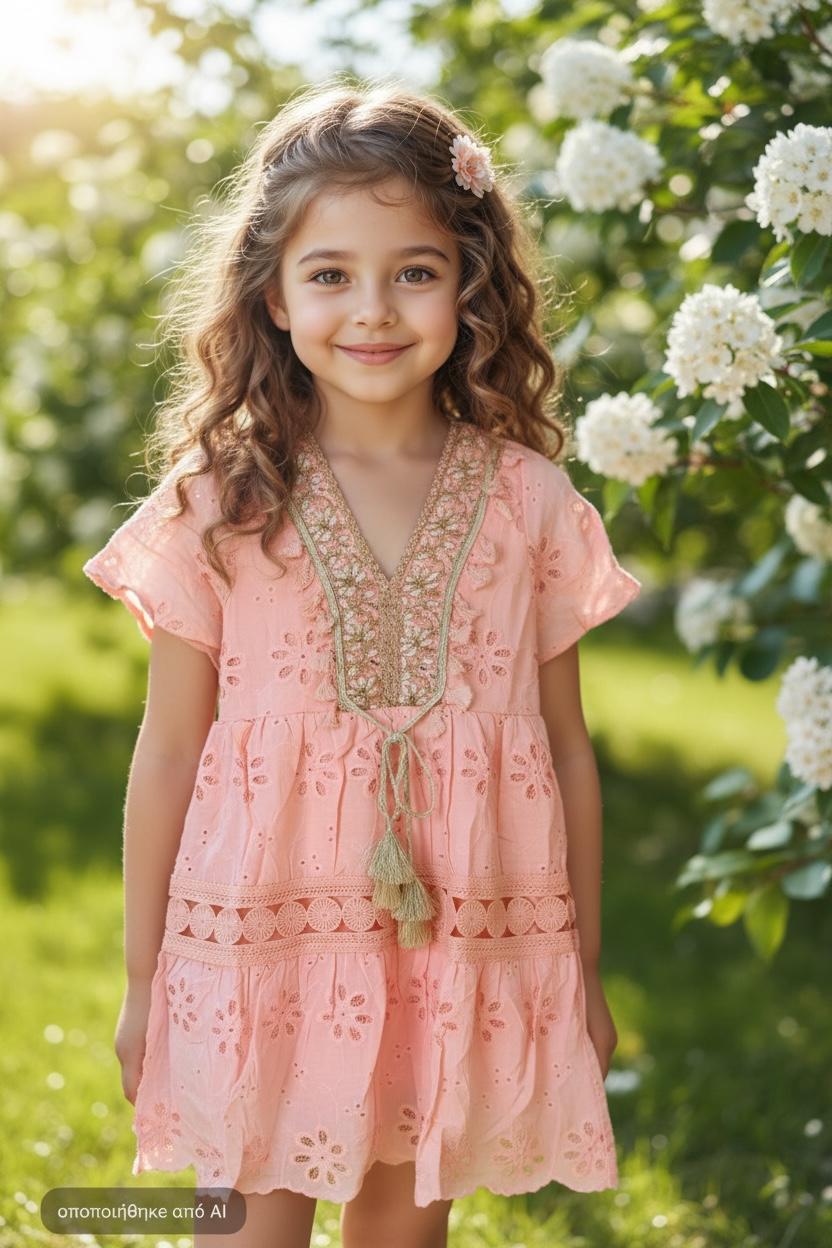 WhatsApp Image 2026-04-20 at 09.18.47 Boho pink dress - Παιδικό boho φόρεμα με χρυσές λεπτομέρειες - Image 1