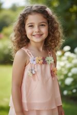 Peach Blossom Breeze Set - Premium Παιδικό Αέρινο Σετ με Λουλούδιαω