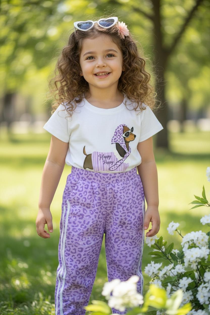 WhatsApp Image 2026-04-20 at 09.18.49 (2) Puppy purple Leopard Set – Παιδικό σετ με leopard παντελόνι και μπλούζα με τύπωμα σκυλάκι - Image 1