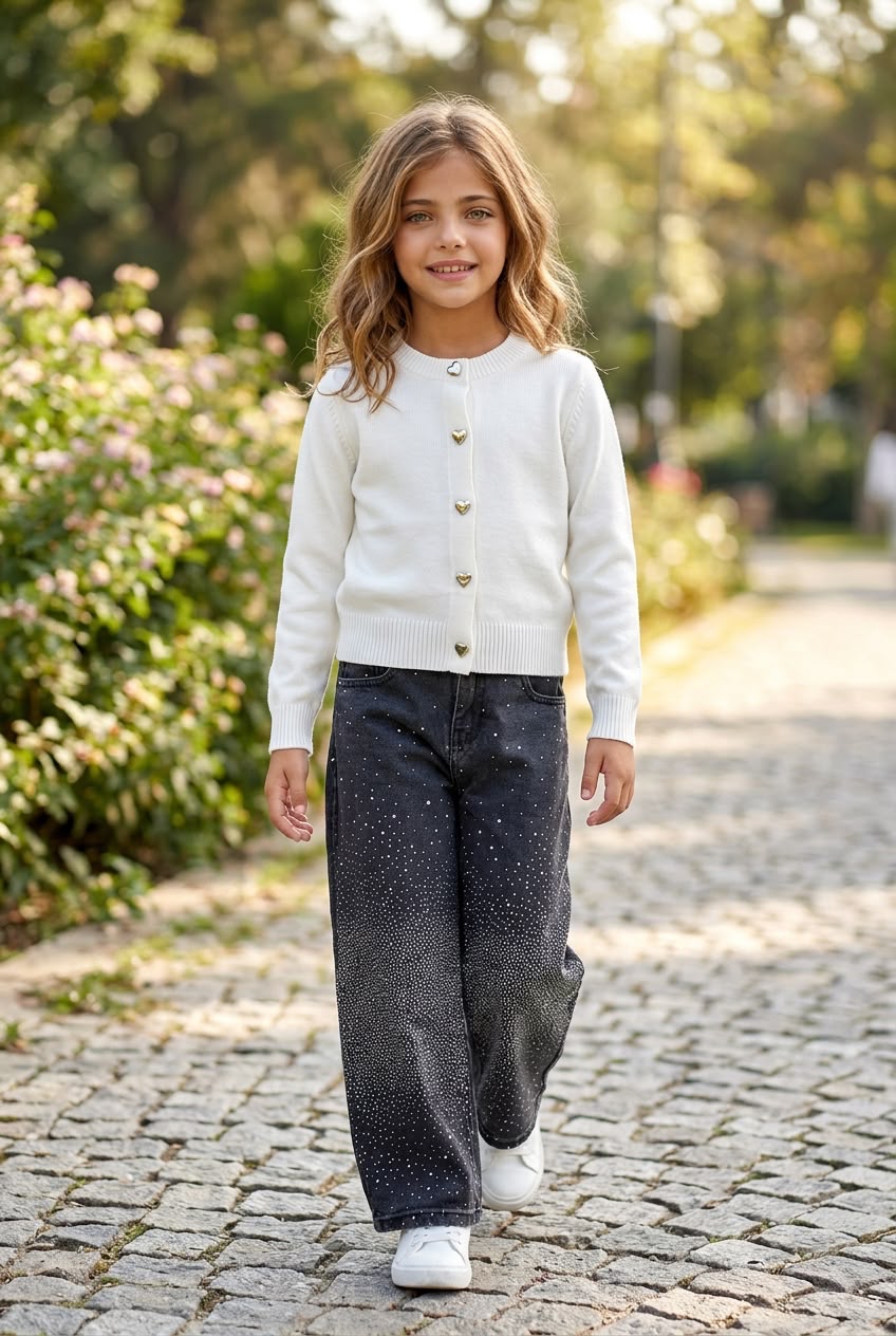 WhatsApp Image 2026-07-20 at 15.58.56 (4) Golden Heart Cardigan - Λευκή Παιδική Λεπτή Πλεκτή Ζακέτα με Χρυσά Κουμπιά Καρδιά - Image 1