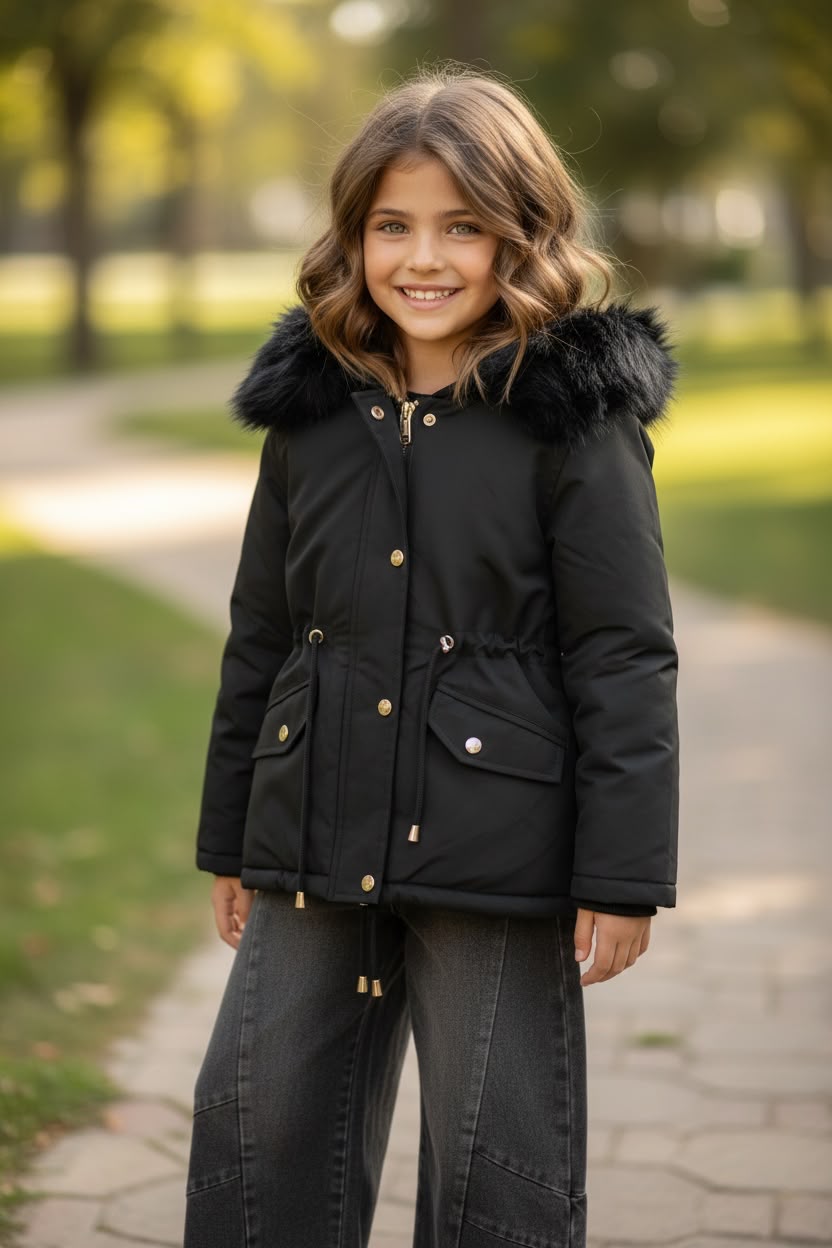 WhatsApp Image 2026-08-10 at 19.36.01 Black Cozy Fur Parka - Παιδικό Εκρού Μπουφάν με Κουκούλα & Γούνινη Επένδυση | Ζεστό Χειμερινό Parka - Image 1