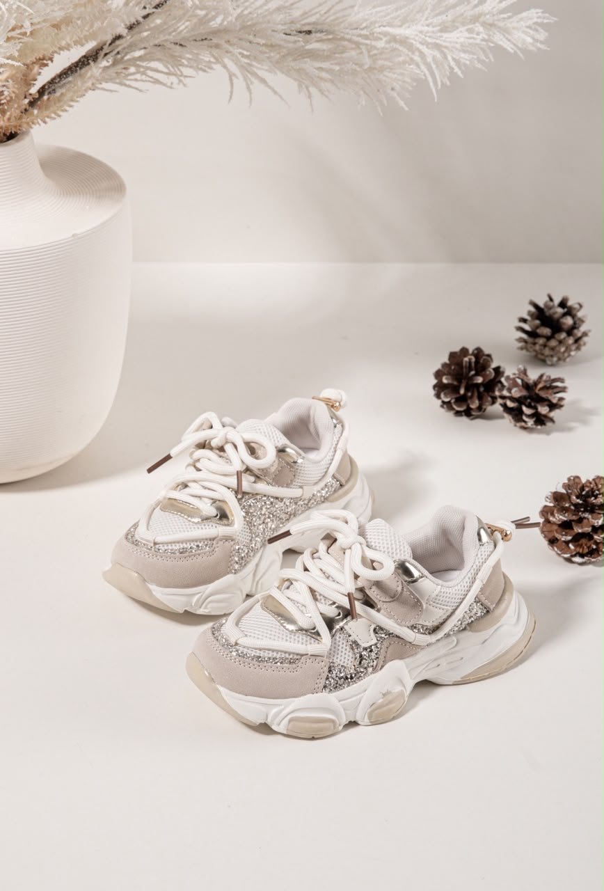 WhatsApp Image 2026-08-24 at 10.47.54 (4) Beige Sparkle Kids Sneakers - Παιδικά Sneakers με Glitter & Strass | Sparkle Kids Sneakers - Image 1